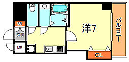 LUXE芦屋南 1Kの間取図画像