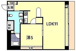 イーストコート2番街 1LDKの間取図画像