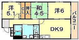 フェニックス本山 3DKの間取図画像