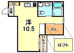 シティフラット灘 ワンルームの間取図画像