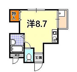 フェリアミヤモト ワンルームの間取図画像
