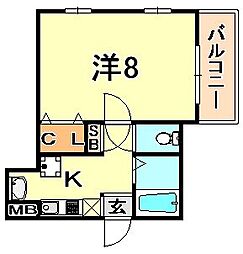 ジェヌイン本山 1Kの間取図画像