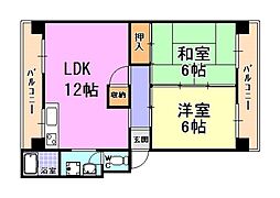 芦屋東山プリンス 2LDKの間取図画像
