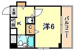 ジョイフル六甲2 1Kの間取図画像