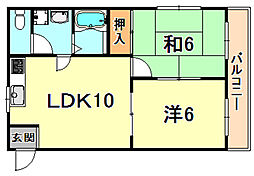 レジデンス御影 2LDKの間取図画像