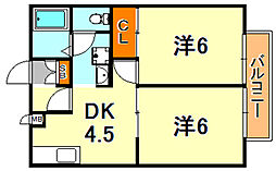 ジョイフル南町 2DKの間取図画像
