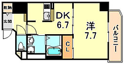 ヴィレッタの杜住吉 1DKの間取図画像