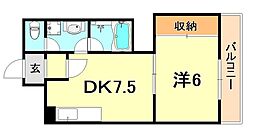 インテリアハシモトビル 1DKの間取図画像