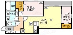 ウエストアロウ林寺 1階2LDKの間取り