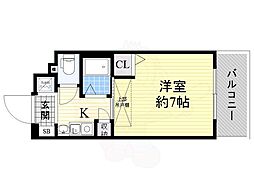 エステムコート心斎橋EASTエリジオン 1階1Kの間取り