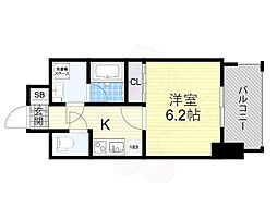 Osaka Metro千日前線 鶴橋駅 徒歩3分の賃貸マンション 13階1Kの間取り