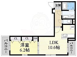 COCORO 1階1LDKの間取り