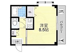 ジュネス絹田3号館 4階1Kの間取り