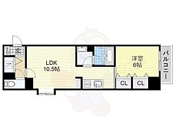 サージュ天王寺 1LDKの間取図画像