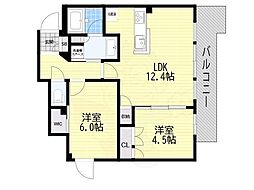 STANDZ四天王寺前夕陽丘 2LDKの間取図画像