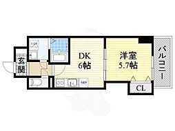 フクダ不動産上本町マンション 1DKの間取図画像
