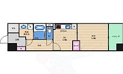 ニューシティーアパートメンツ上町台 1DKの間取図画像
