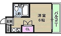 ネオコート天王寺 1Kの間取図画像