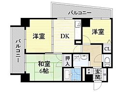 第一玉造マンション 3DKの間取図画像