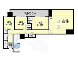 MJR堺筋本町タワー 2LDKの間取図画像