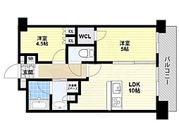 SKRESIDENCESSHINSAIBASHI 2LDKの間取図画像