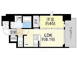 エステムコート谷町9丁目 1LDKの間取図画像