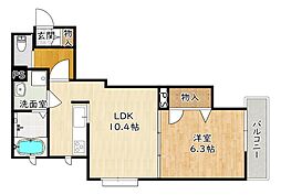 24番館 1LDKの間取図画像