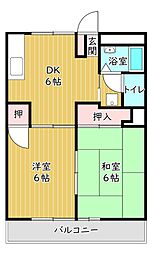 ハイムエアリー 2DKの間取図画像