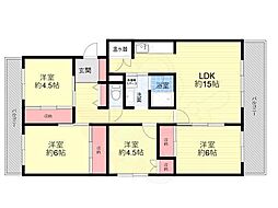 栄南団地4号棟 3LDKの間取図画像
