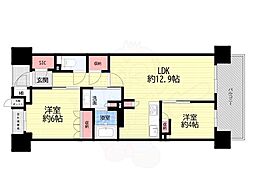 川西市中央町マンション 2LDKの間取図画像