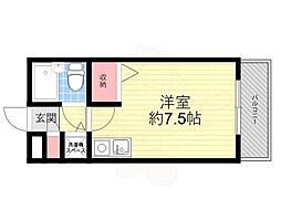 リオ花屋敷 ワンルームの間取図画像