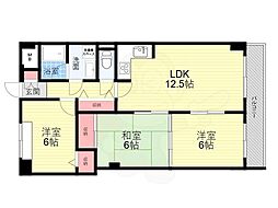インペリアル花屋敷 3LDKの間取図画像