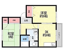ラークヒルズ弐番館 2DKの間取図画像