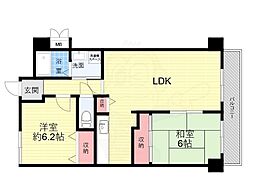 ボヌール宝塚 2LDKの間取図画像