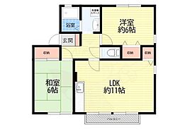 ハイツ南花屋敷 2LDKの間取図画像