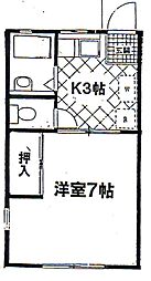 K・Kハイツ 1Kの間取図画像