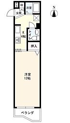 宏和ハイツ 2階1Kの間取り