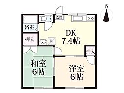コーポ大和リバーサイド 2DKの間取図画像