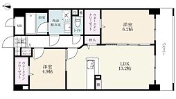 仮）サンライズビル 3階2LDKの間取り