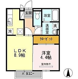 ヴィラージュ天祐館 1階1LDKの間取り