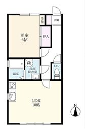 レジデンス城内 1LDKの間取図画像