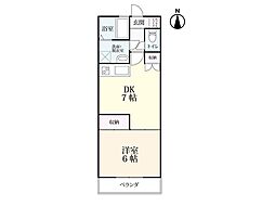 レジデンス城内 1DKの間取図画像