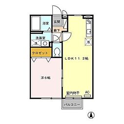 ルピナス天祐B 1LDKの間取図画像