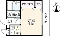 ハーモニーマンション 1Kの間取図画像