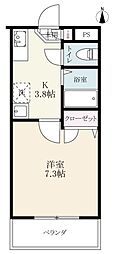 パルテールマンション 1Kの間取図画像