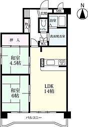 サンパール神野 2LDKの間取図画像