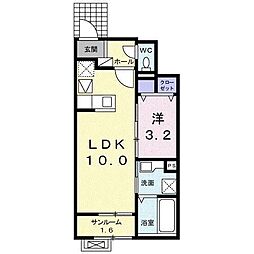 ニューレジデンス大財北棟 1LDKの間取図画像