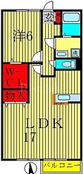 JR常磐線 馬橋駅 徒歩19分の賃貸アパート 2階1LDKの間取り