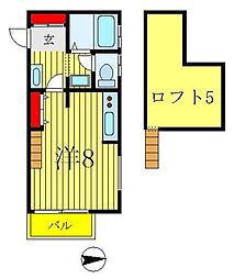 JR常磐線 新松戸駅 徒歩8分の賃貸アパート 1階ワンルームの間取り
