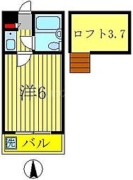 JR常磐線 新松戸駅 徒歩6分の賃貸アパート 1階1Kの間取り